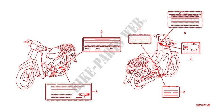 CAUTION LABEL (1) for Honda SUPER CUB 50 2012