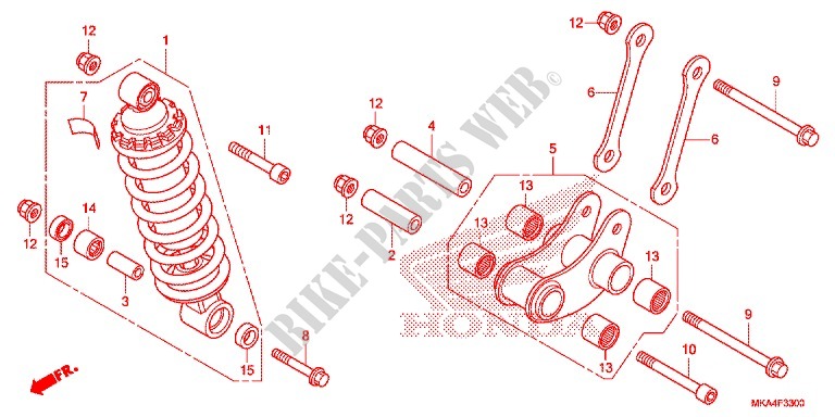 REAR SHOCK ABSORBER (2) for Honda NC 700 X ABS DCT 2016