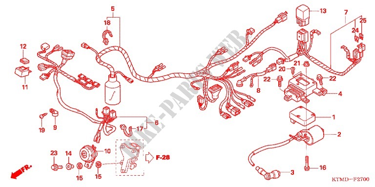 WIRE HARNESS/BATTERY for Honda WAVE 125  PGMFi,  Electric start 2006