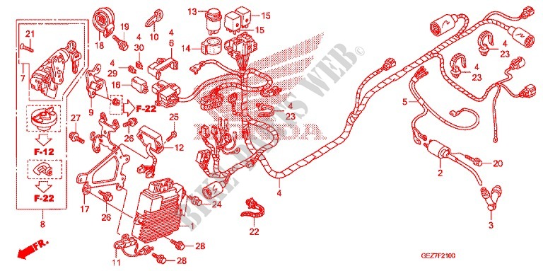 WIRE HARNESS/BATTERY for Honda RUCKUS 50 SILVER 2008