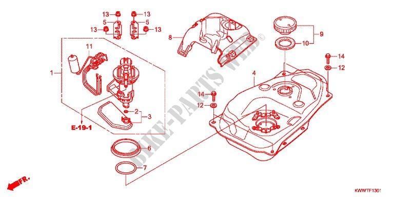 FUEL TANK (AFS110B/C/D/E/F/H) for Honda WAVE 110 Front brake disc, Kick start 2011