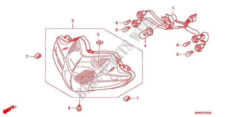 HEADLIGHT for Honda WAVE 110 Front brake disc, Kick start 2011