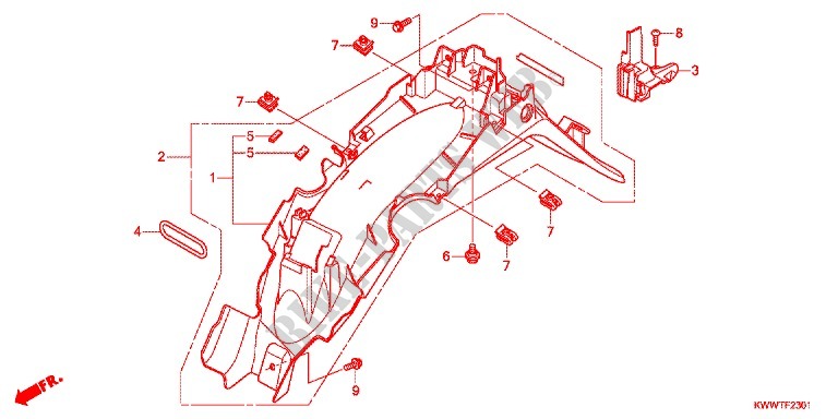 REAR FENDER (AFS110B/C/D/E/F/H) for Honda WAVE 110 Front brake disc, Kick start 2011