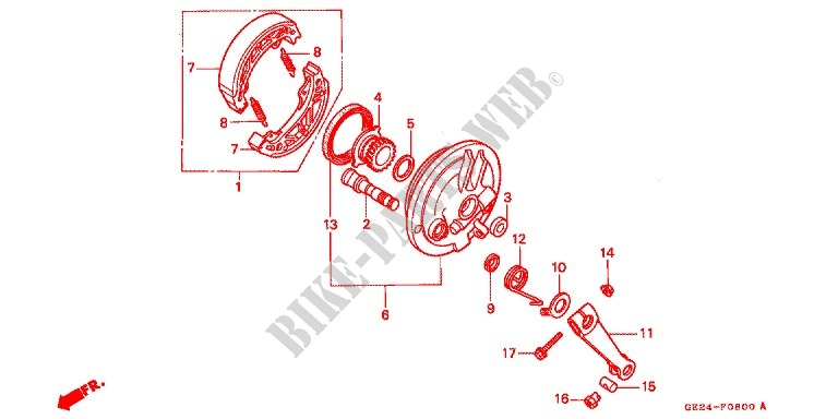 FRONT BRAKE PANEL   SHOES for Honda NS 50 F 1990