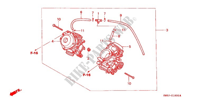 CARBURETOR (ASSY.) for Honda STEED 400 VLX Without speed warning light. Taylor bar handle 1994