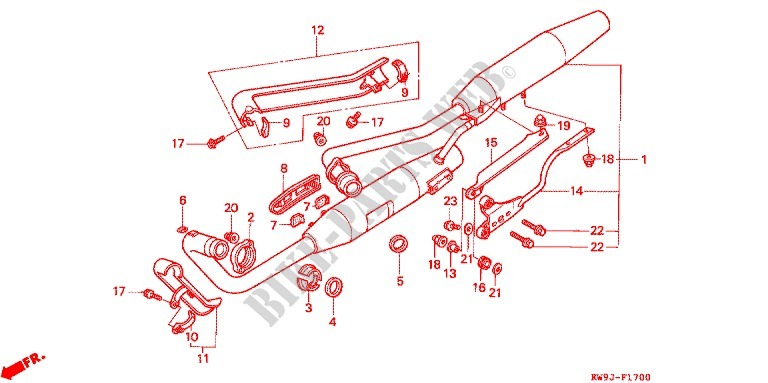 EXHAUST MUFFLER (2) for Honda STEED 400 VLX Without speed warning light. Taylor bar handle 1994