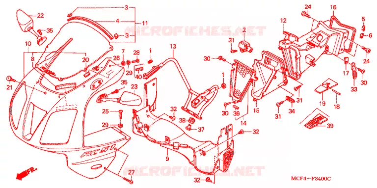 FRONT COWL Honda MOTO 1000 RC 2001  RVT1000R1