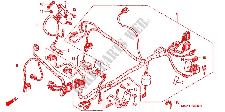 WIRE HARNESS (AVANT) for Honda RVT 1000 R RC51 2001