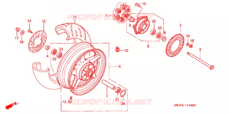 REAR WHEEL ('02-'05) Honda MOTO 1000 RC 2004  RVT1000R4