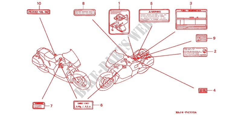 CAUTION LABEL (1) for Honda ST 1100 ABS TCS 1995