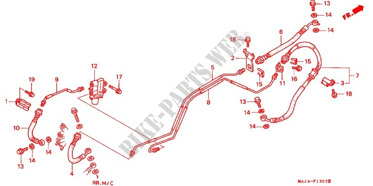 BRAKE CONTROL VALVE   LINES for Honda ST 1100 ABS II 1997