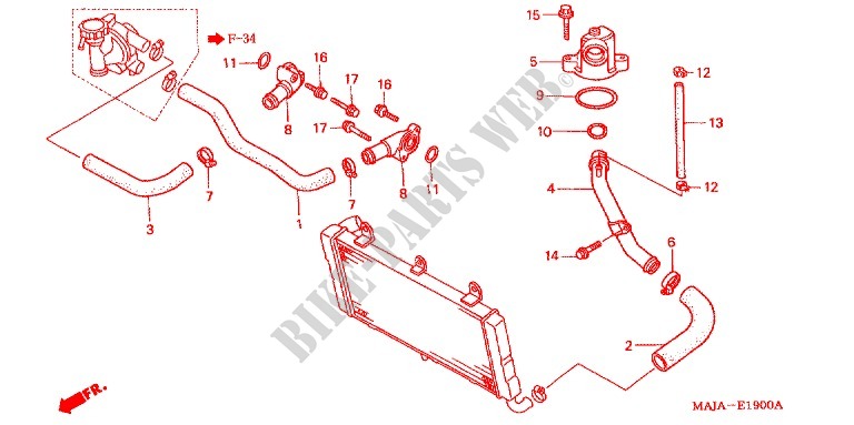 WATER HOSE for Honda ST 1100 ABS II 1999