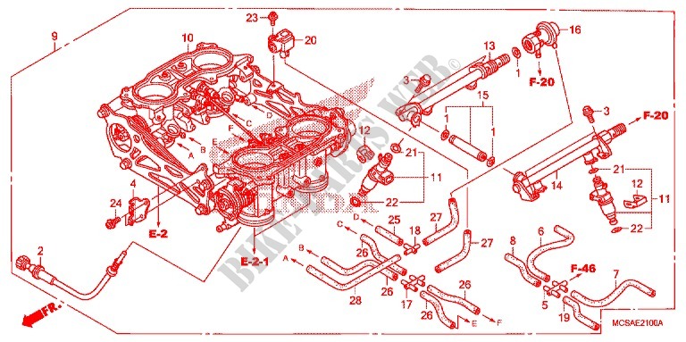 THROTTLE BODY (ENS.) for Honda ST 1300 ABS RED 2009