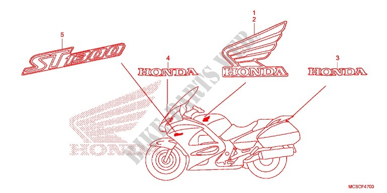 STICKERS for Honda ST 1300 ABS 2013