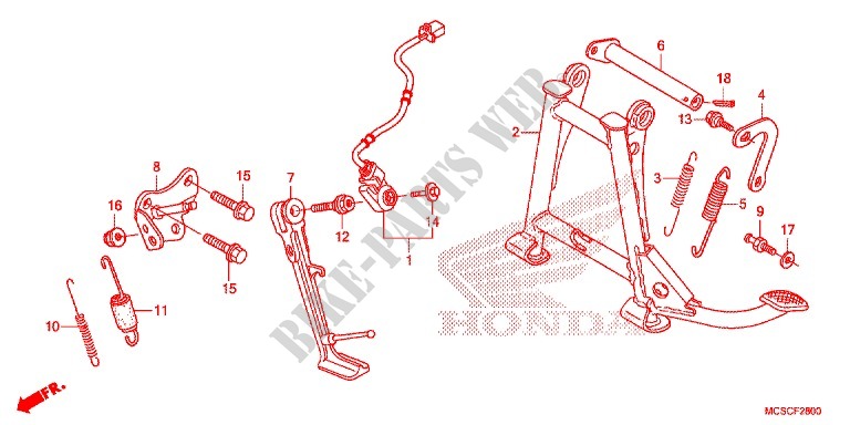 MAIN STAND   BRAKE PEDAL for Honda ST 1300 ABS POLICE 2015