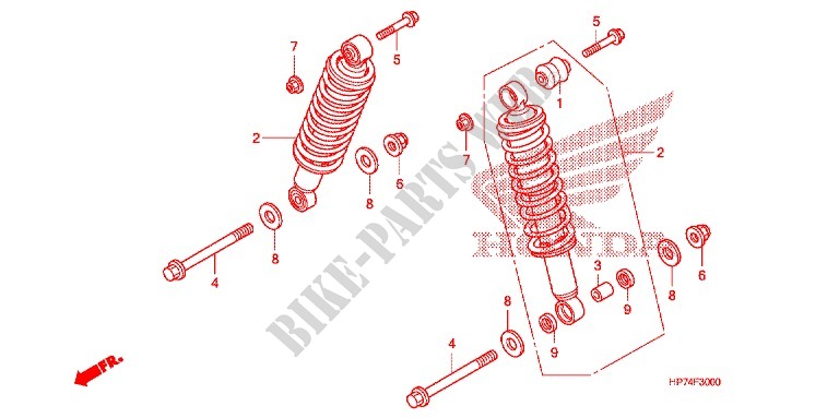 REAR SHOCK ABSORBER (2) for Honda FOURTRAX 420 RANCHER 4X4 AT 2010