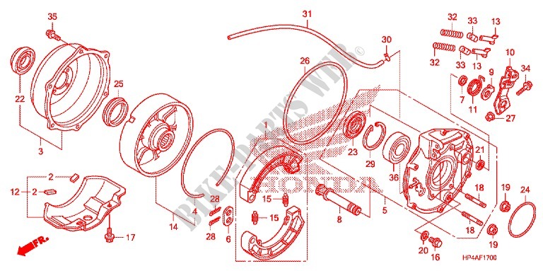 REAR BRAKE PANEL   SHOES for Honda FOURTRAX 420 RANCHER 4X4 PS CAMO 2009