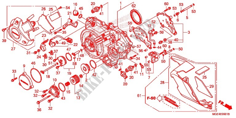 RIGHT CRANKCASE COVER for Honda VFR 1200 DCT 2010