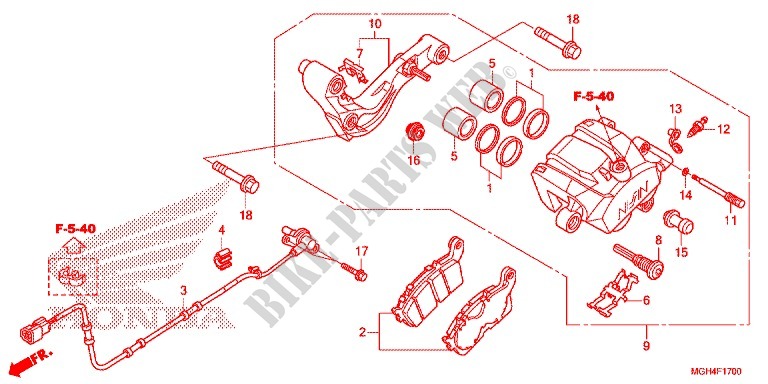 REAR BRAKE CALIPER for Honda CROSSTOURER 1200 DCT 2016