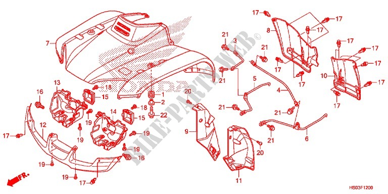 FRONT FENDER for Honda TRX 250 FOURTRAX RECON Standard 2017