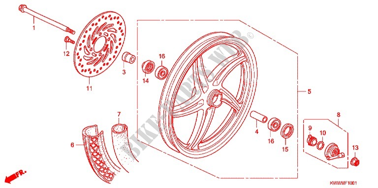 FRONT WHEEL (AFX110CS/MCS) for Honda WAVE 110 RS, Casted wheels, Electric start 2012