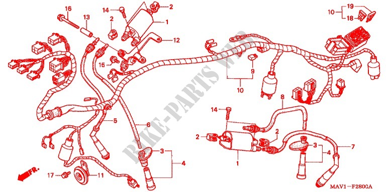 WIRE HARNESS   IGNITION COIL for Honda VRX 400 ROADSTAR RED 1998