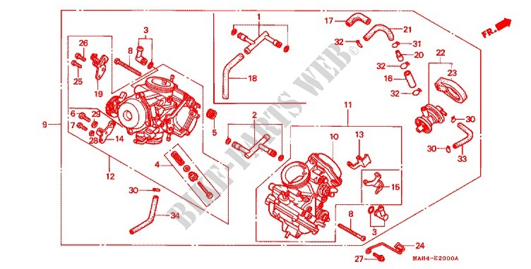 Carburetor  Assy   For Honda Vt 1100 Shadow C2 Ace White