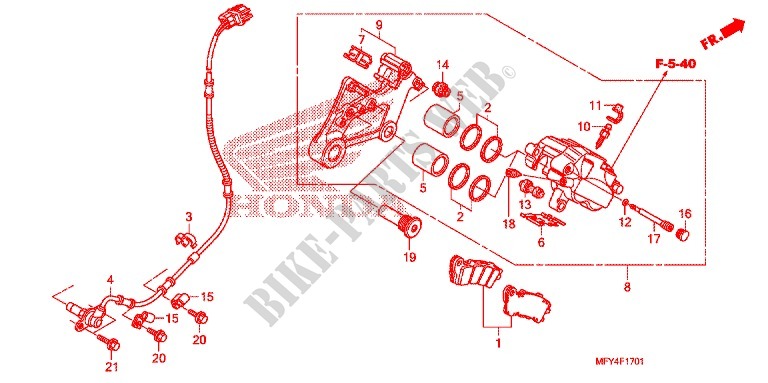 REAR BRAKE CALIPER for Honda VT 1300 STATELINE ABS 2011