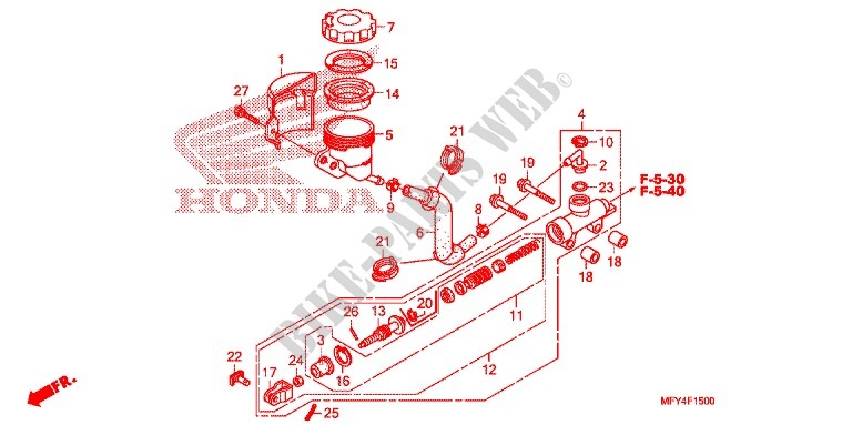 REAR BRAKE MASTER CYLINDER for Honda VT 1300 STATELINE ABS 2011