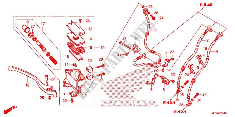 FRONT BRAKE MASTER CYLINDER for Honda VT 1300 STATELINE ABS SILVER 2012