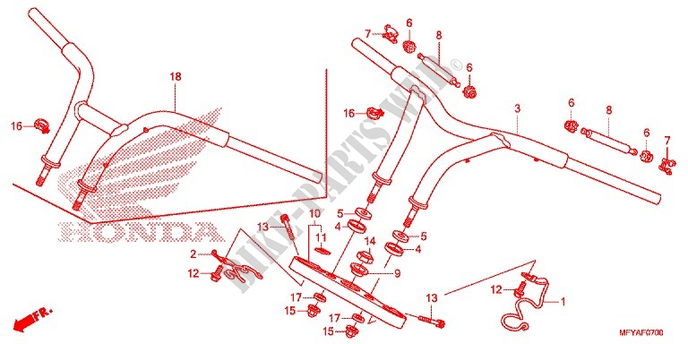 HANDLE PIPE/TOP BRIDGE (2) for Honda VT 1300 STATELINE ABS SILVER 2012