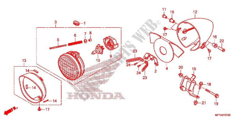 HEADLIGHT for Honda VT 1300 STATELINE ABS SILVER 2012