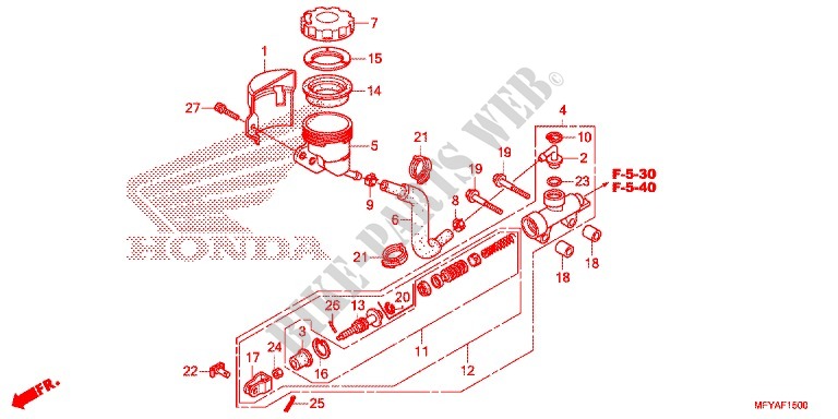 REAR BRAKE MASTER CYLINDER for Honda VT 1300 STATELINE ABS SILVER 2012