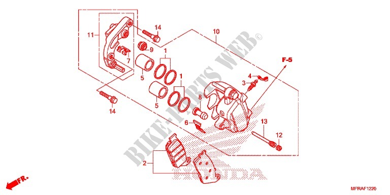 FRONT BRAKE CALIPER (VT1300CR/CS/CT/CX) for Honda VT 1300 STATELINE 2013