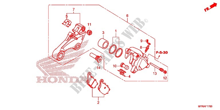 REAR BRAKE CALIPER (VT1300CR/CS/CT/CX) for Honda VT 1300 SABRE 2013
