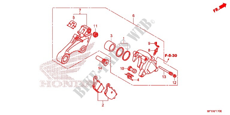 REAR BRAKE CALIPER for Honda VT 1300 INTERSTATE 2012