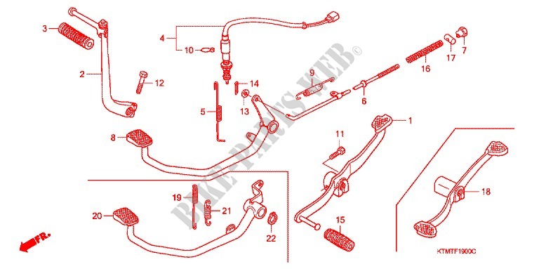 KICK STARTER ARM   BRAKE PEDAL   GEAR LEVER for Honda WAVE 125, Kick start, Spoked wheels 2011