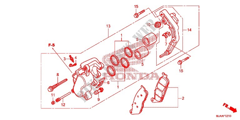 FRONT BRAKE CALIPER (VT750C/CA/C2/C2B/C2F) for Honda SHADOW VT 750 AERO ABS GRAY 2013