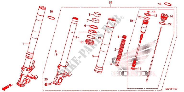 FRONT FORK for Honda CBR 1000 ABS RED 2017