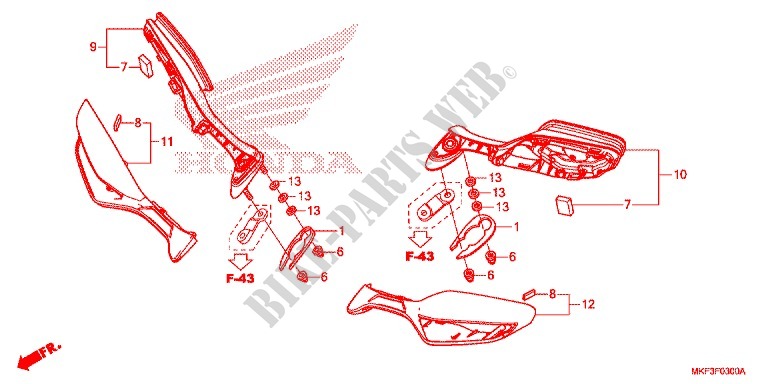 MIRROR (1) for Honda CBR 1000 ABS RED 2017