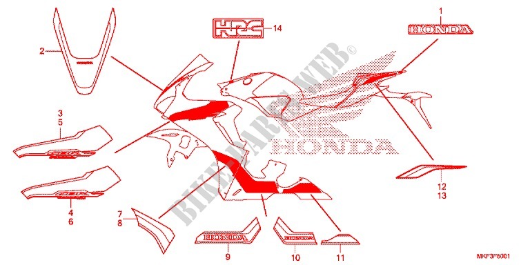 STICKERS (2) for Honda CBR 1000 ABS RED 2017
