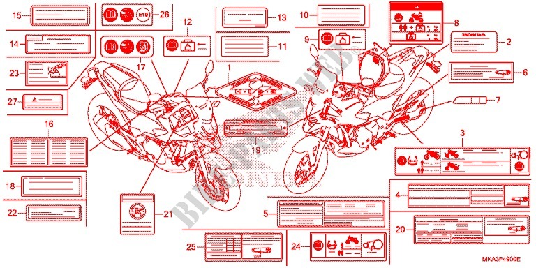 CAUTION LABEL (1) for Honda NC 750 X ABS DCT 2017