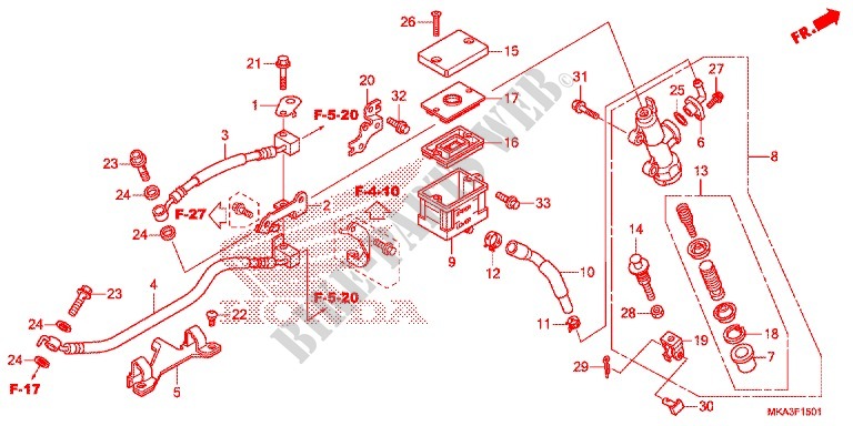 REAR BRAKE MASTER CYLINDER (NC750XA/XD) for Honda NC 750 X ABS DCT 2017