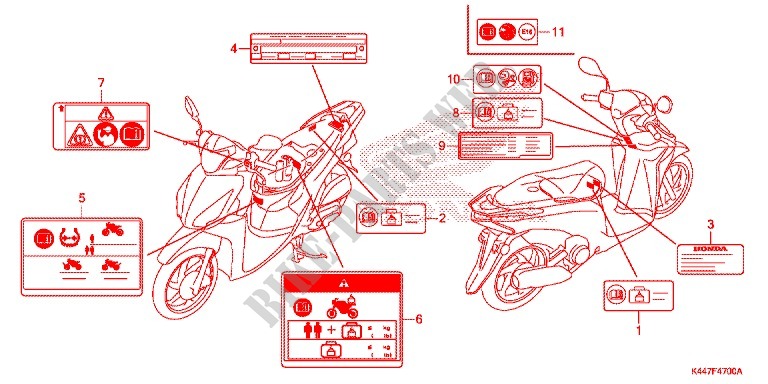 CAUTION LABEL (1) for Honda VISION 110 2017