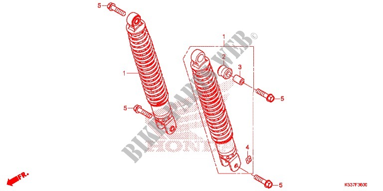 REAR SHOCK ABSORBER (2) for Honda SH 300 IS ABS 2017