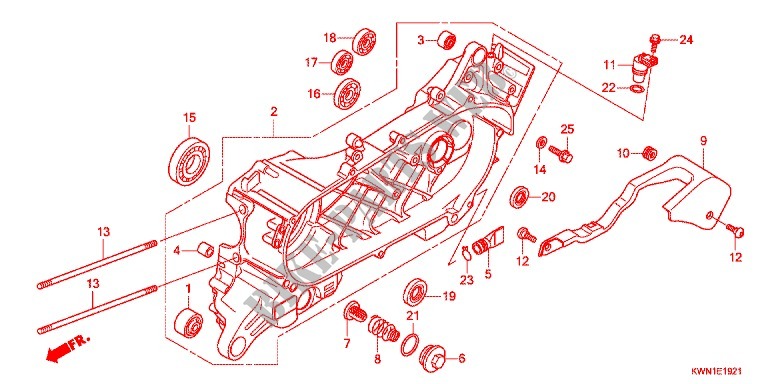 LEFT CRANKCASE (WW125EX2C,D,E) for Honda PCX 125 SPECIAL EDITION WHITE 2013