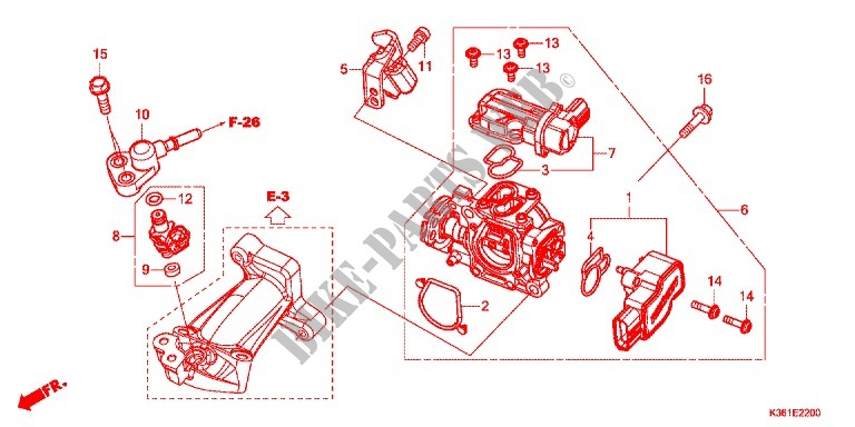 THROTTLE BODY   INJECTOR for Honda PCX 150 RED 2016