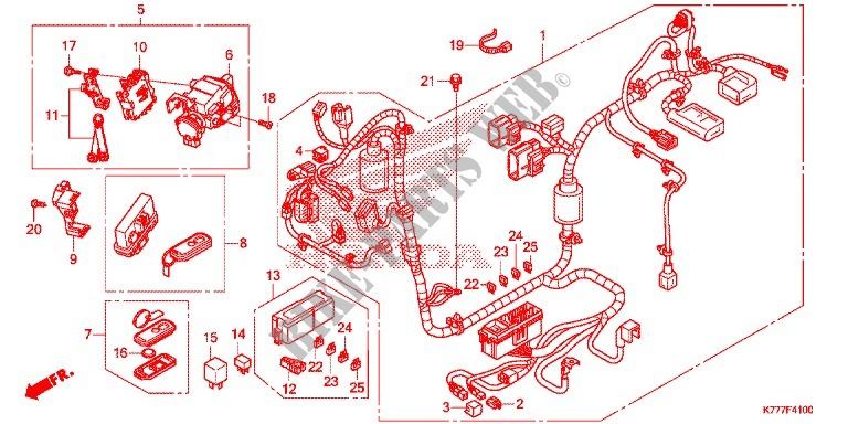 WIRE HARNESS/BATTERY for Honda SH 150 ABS D 2017