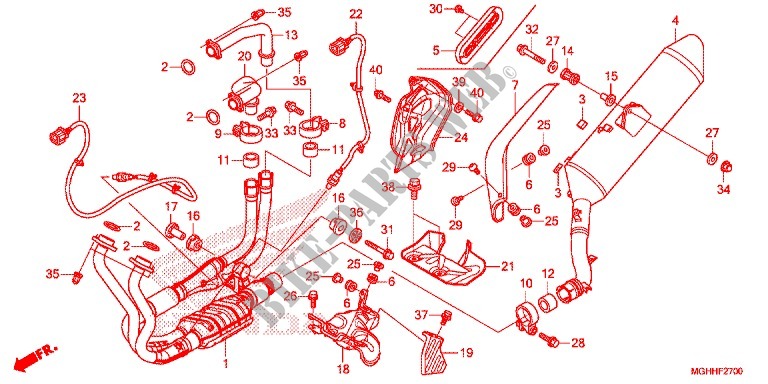 EXHAUST MUFFLER (2) for Honda CROSSTOURER 1200 DCT ROUGE-NOIR 2017