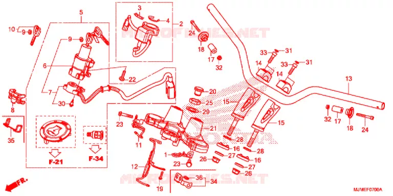 HANDLE PIPE/TOP BRIDGE (2) Honda MOTO 800 CROSSRUNNER 2019  VFR800XH